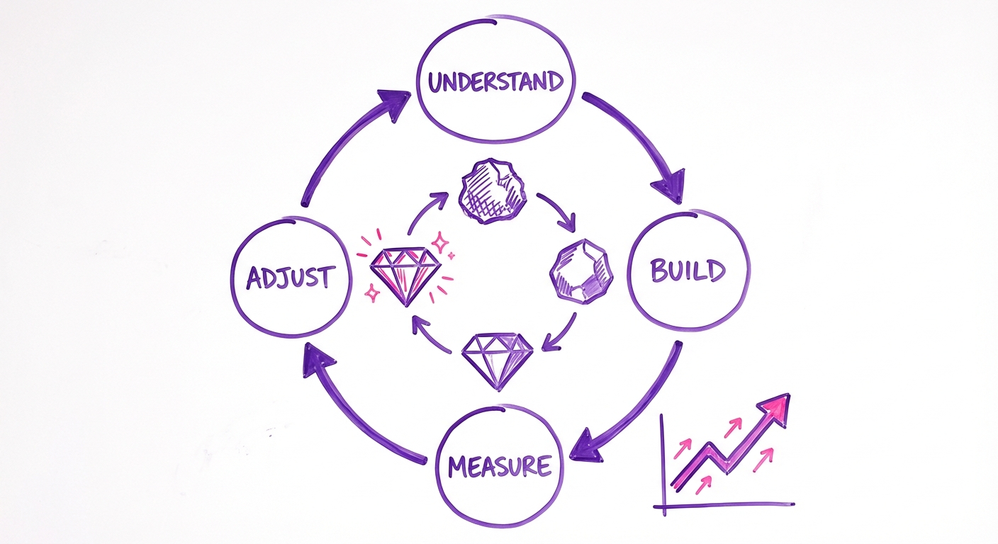 Continuous feedback loop — understand, build, measure, adjust